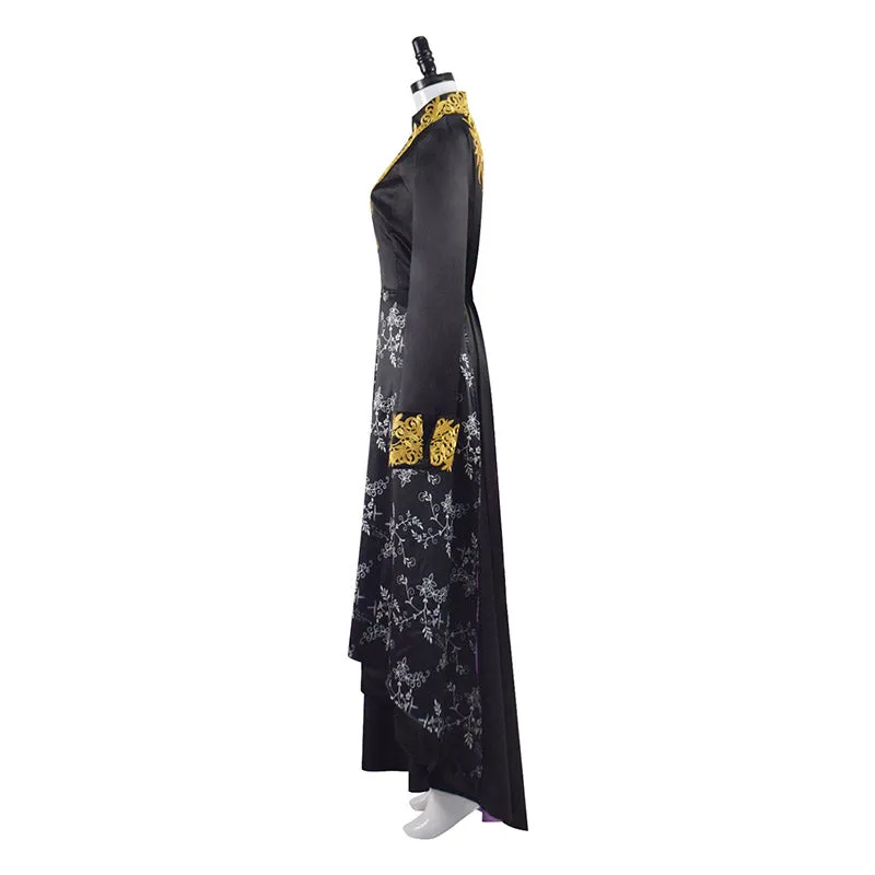 The Witcher Season 2 Costumes Yennefer Cosplay Black Coat Dress