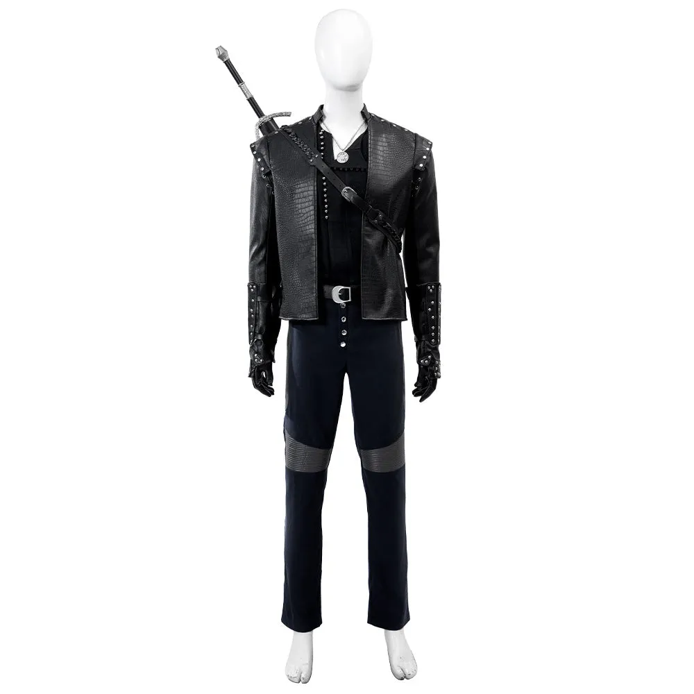 The Witcher Season 5 Geralt of Rivia Cosplay Costume Black Halloween Suit Accosplay