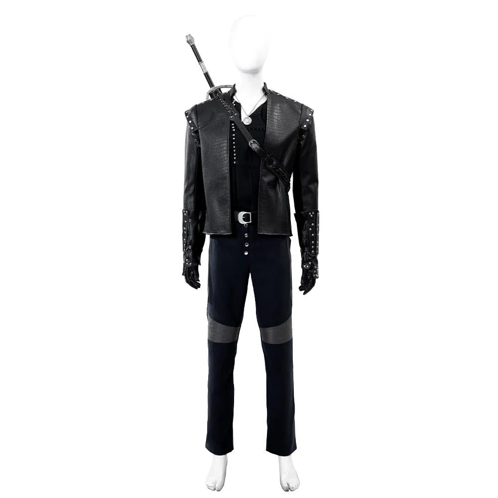 The Witcher Season 5 Geralt of Rivia Cosplay Costume Black Halloween Suit Accosplay