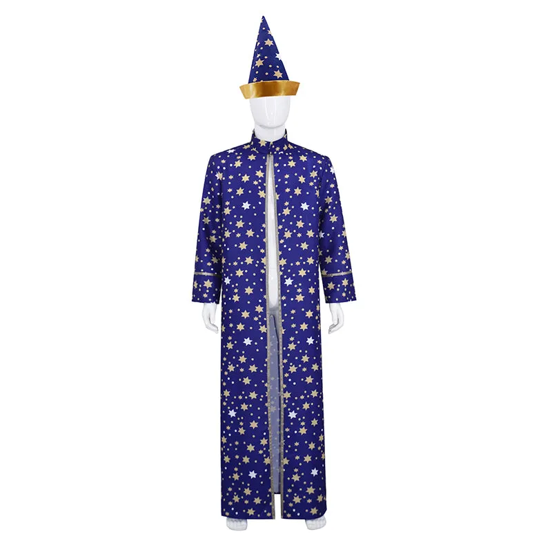 Unisex Adults Wizard Cloak with Stars Cape And Hat Witch Cloak ACcosplay