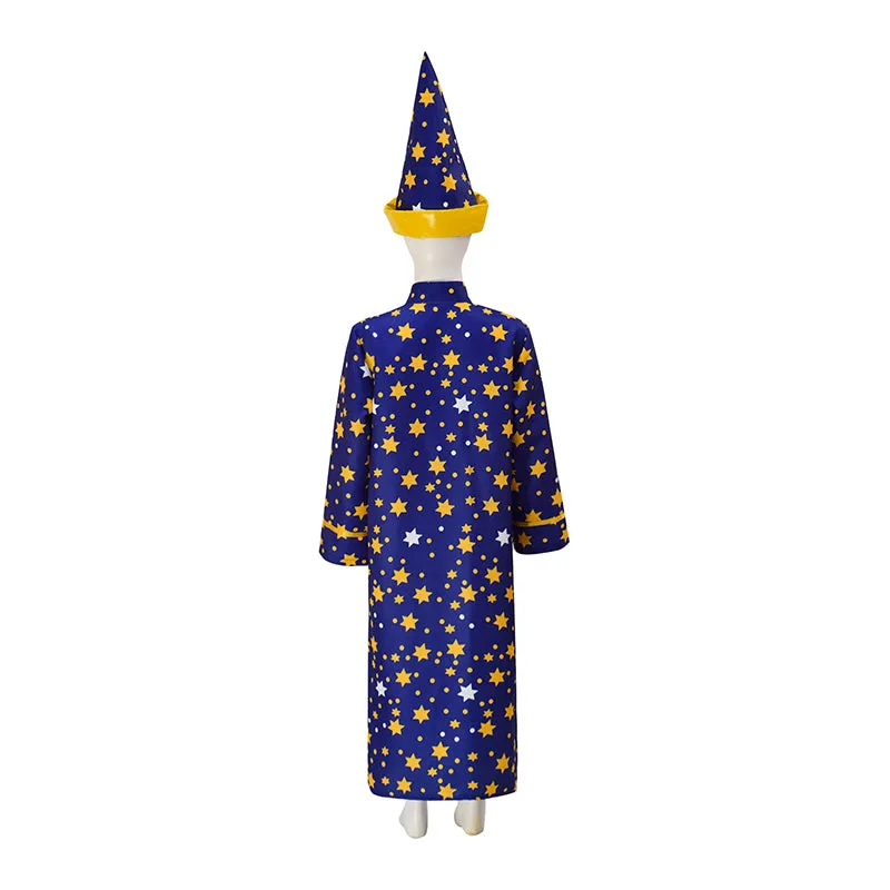 Unisex Kids Wizard Cloak with Stars Cape And Hat Witch Cloak ACcosplay