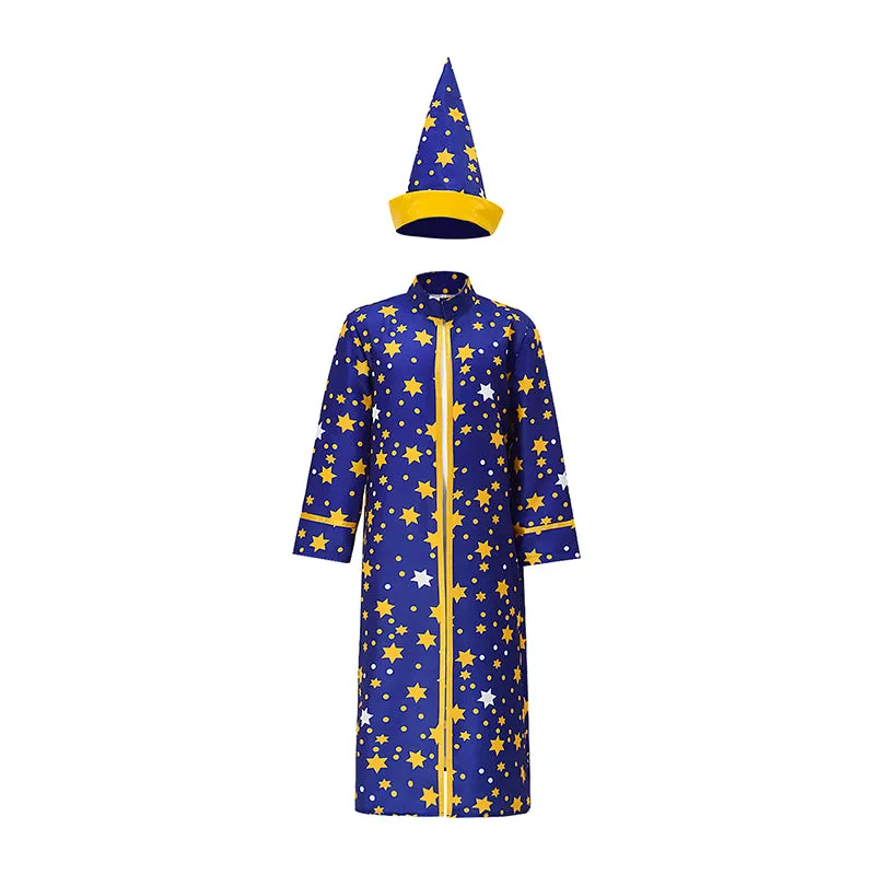 Unisex Kids Wizard Cloak with Stars Cape And Hat Witch Cloak ACcosplay