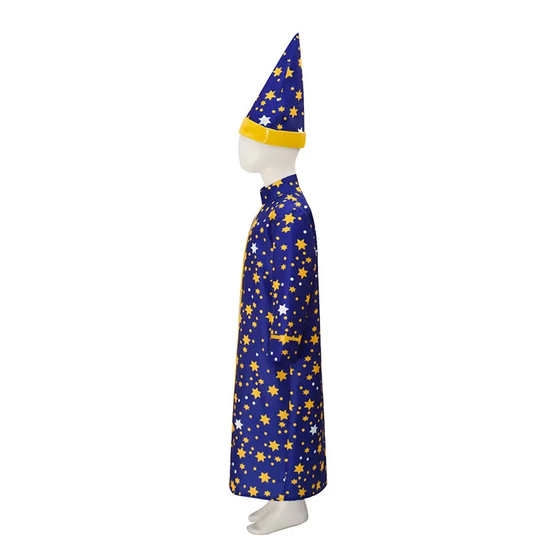 Unisex Kids Wizard Cloak with Stars Cape And Hat Witch Cloak ACcosplay