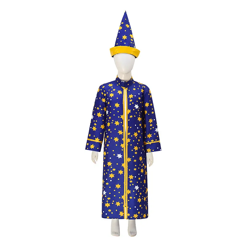 Unisex Kids Wizard Cloak with Stars Cape And Hat Witch Cloak ACcosplay