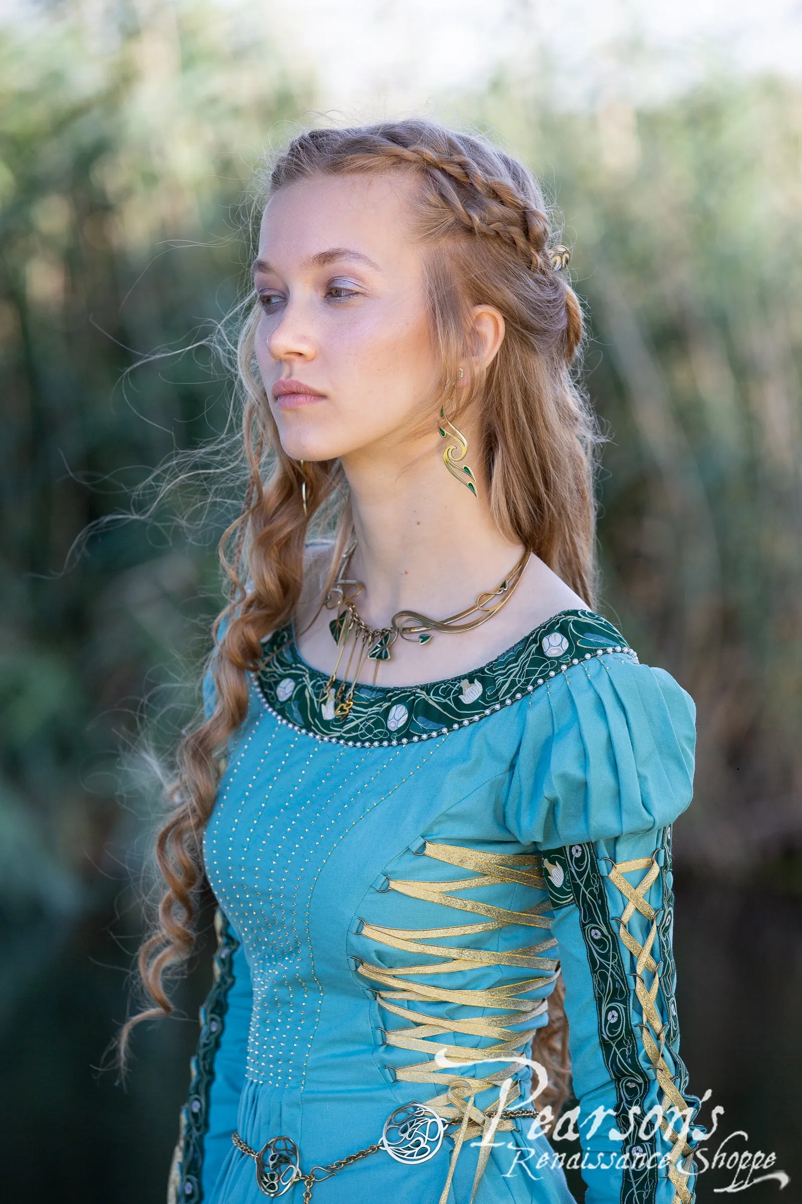 Water Flowers Medieval Dress