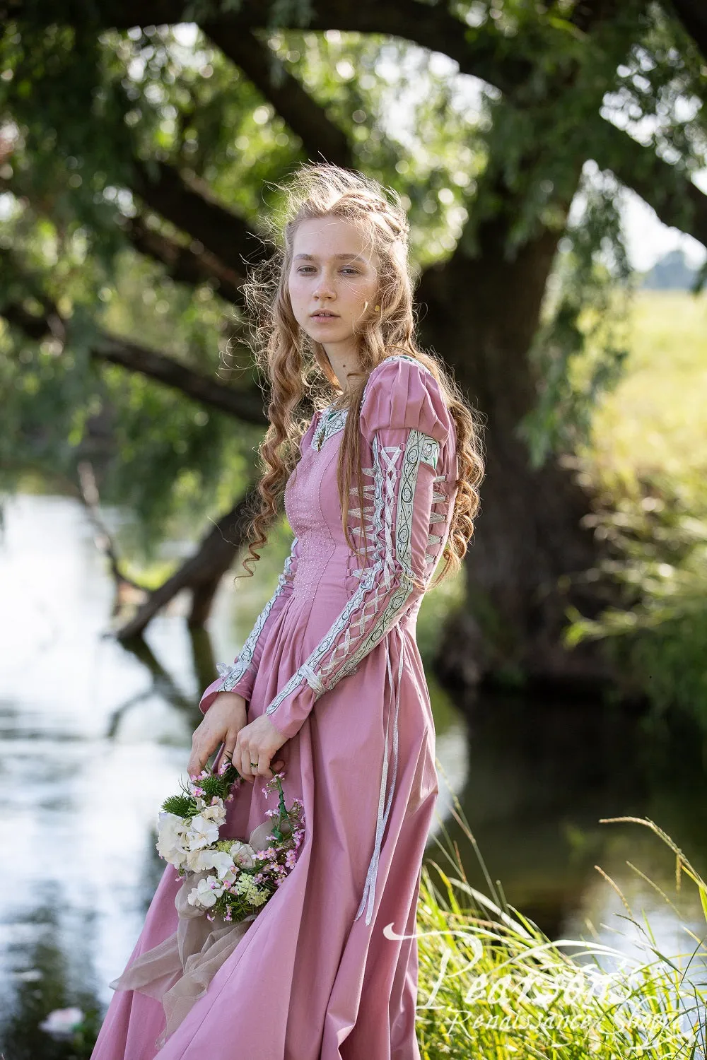 Water Flowers Medieval Dress