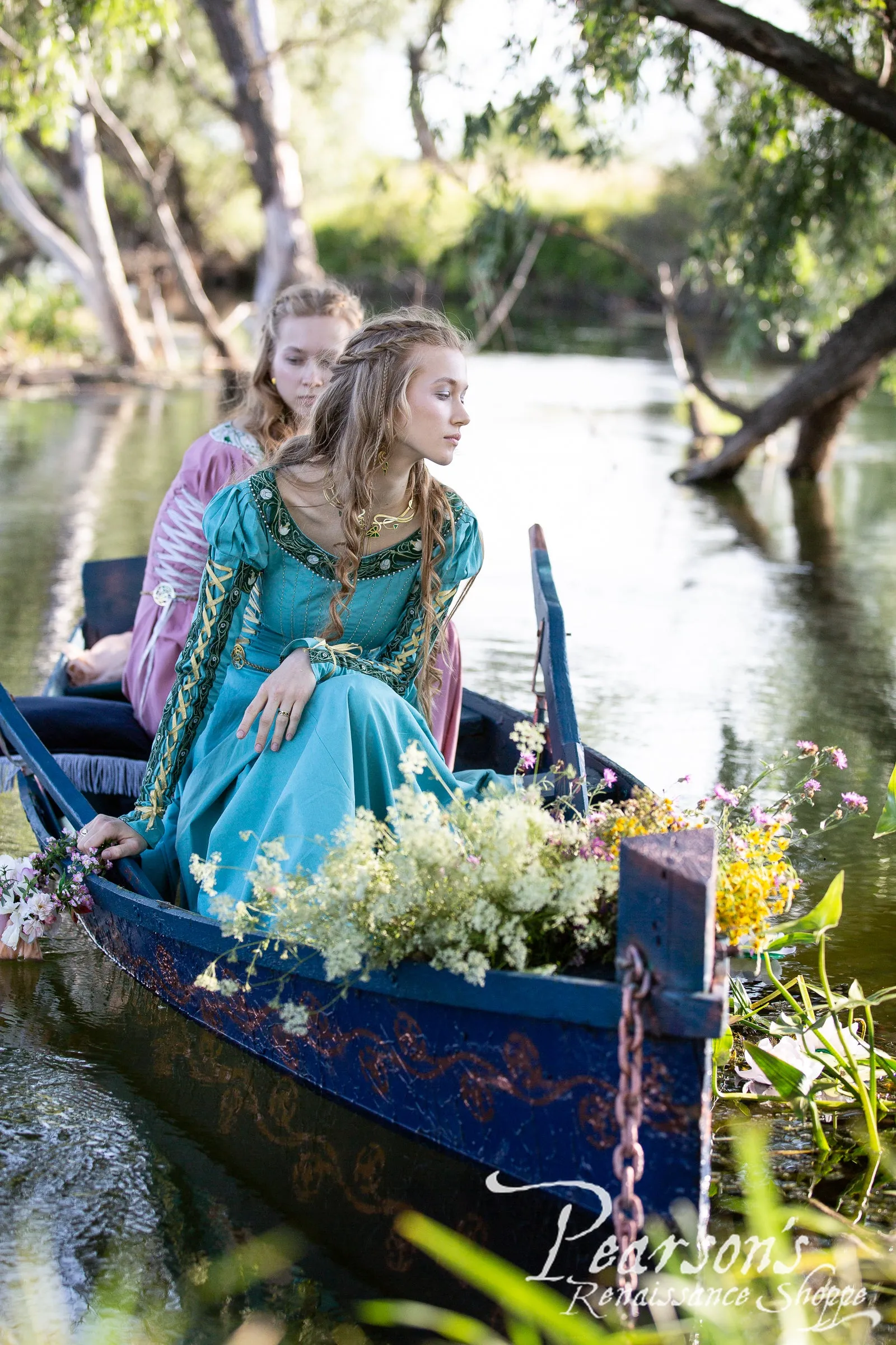 Water Flowers Medieval Dress