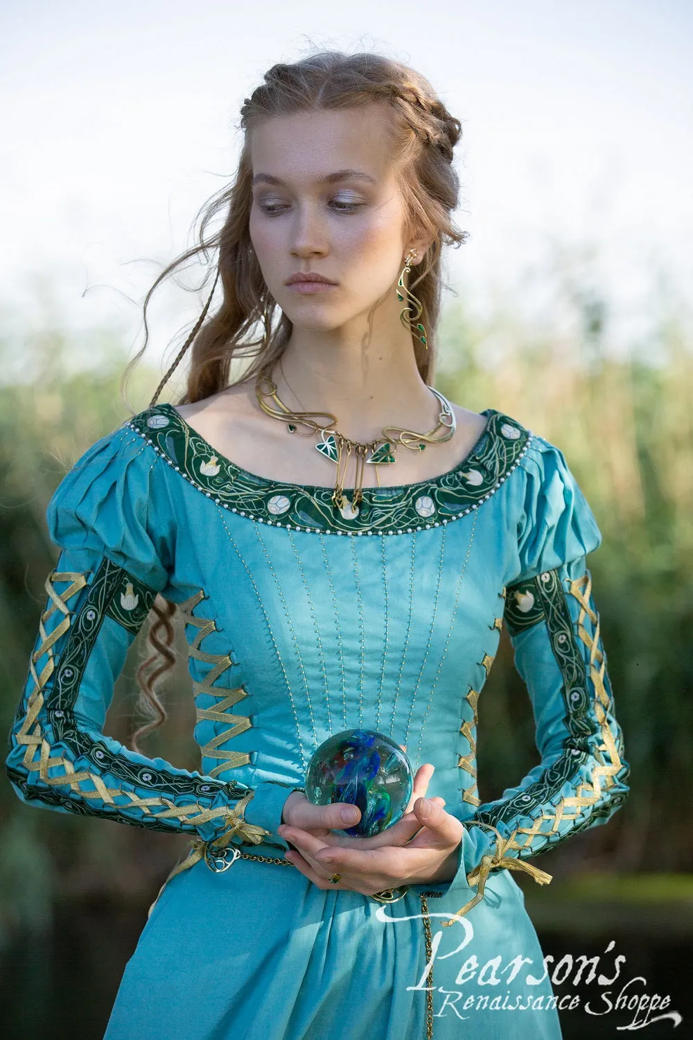 Water Flowers Medieval Dress