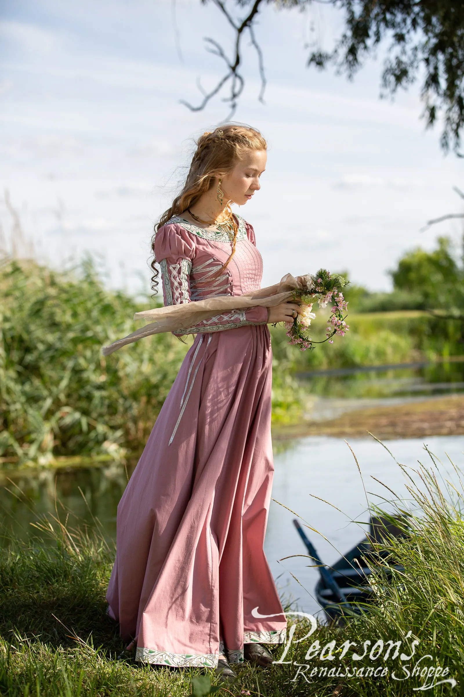 Water Flowers Medieval Dress