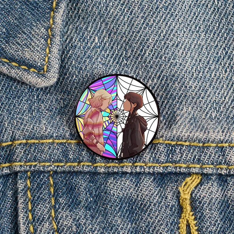 Wednesday Addams & Enid Sinclair Rainbow Nevermore Badge Pins