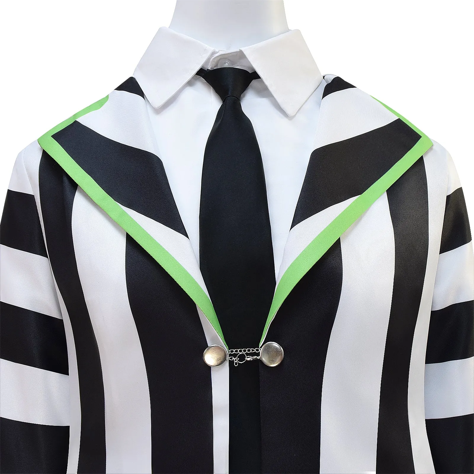 Women BeetleJuice Keaton Cosplay Dress Costume Black White Striped Suite Halloween ACcosplay