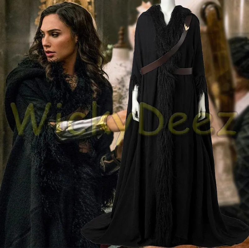 Wonder Woman Black Cloak & Straps Cosplay Diana Prince Costume