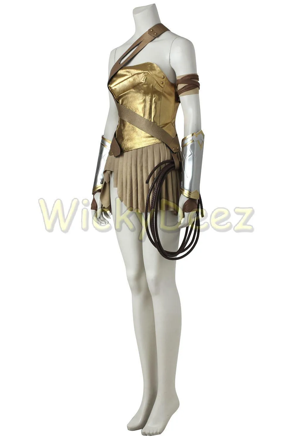 Wonder Woman Gold Armor Battle Gear Cosplay Costume   Sandal Boots w/ Lasso