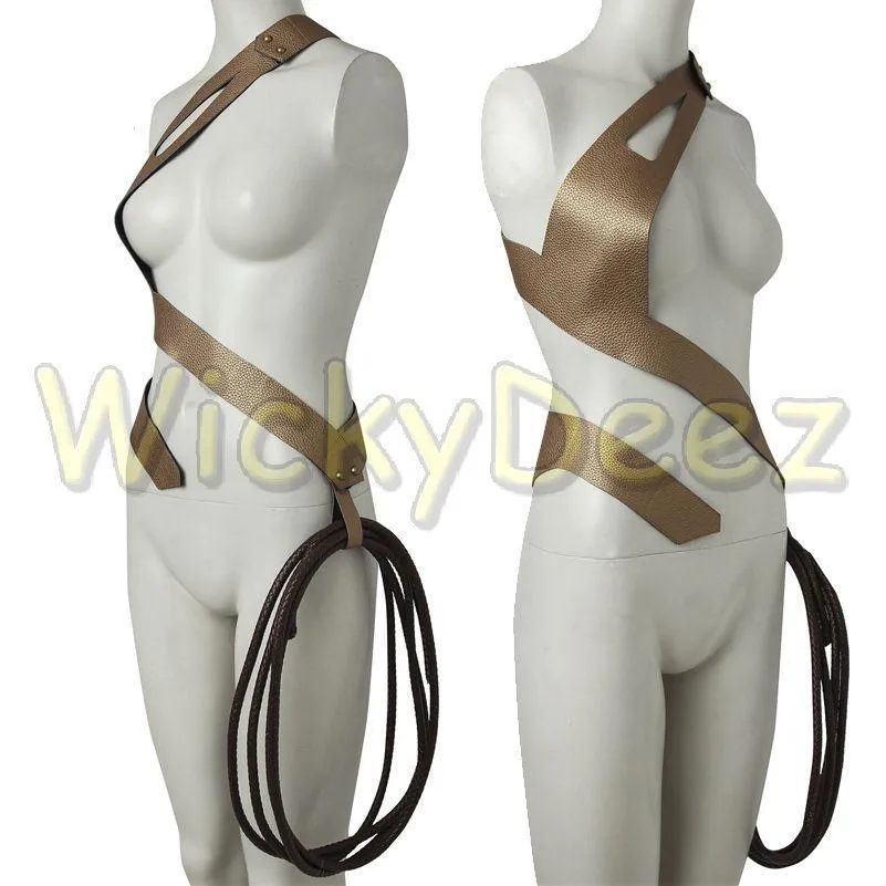 Wonder Woman Gold Armor Battle Gear Cosplay Costume   Sandal Boots w/ Lasso