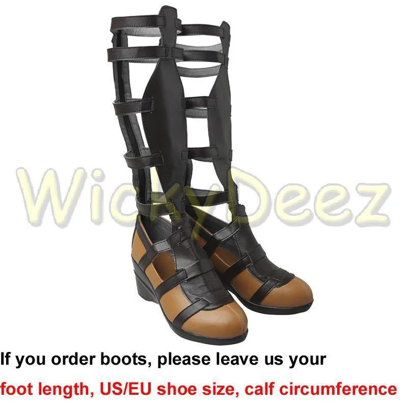 Wonder Woman Gold Armor Battle Gear Cosplay Costume   Sandal Boots w/ Lasso