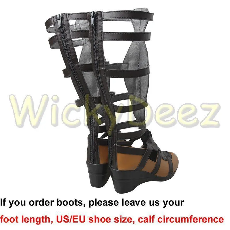 Wonder Woman Gold Armor Battle Gear Cosplay Costume   Sandal Boots w/ Lasso
