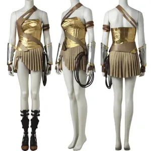 Wonder Woman Gold Armor Battle Gear Cosplay Costume   Sandal Boots w/ Lasso