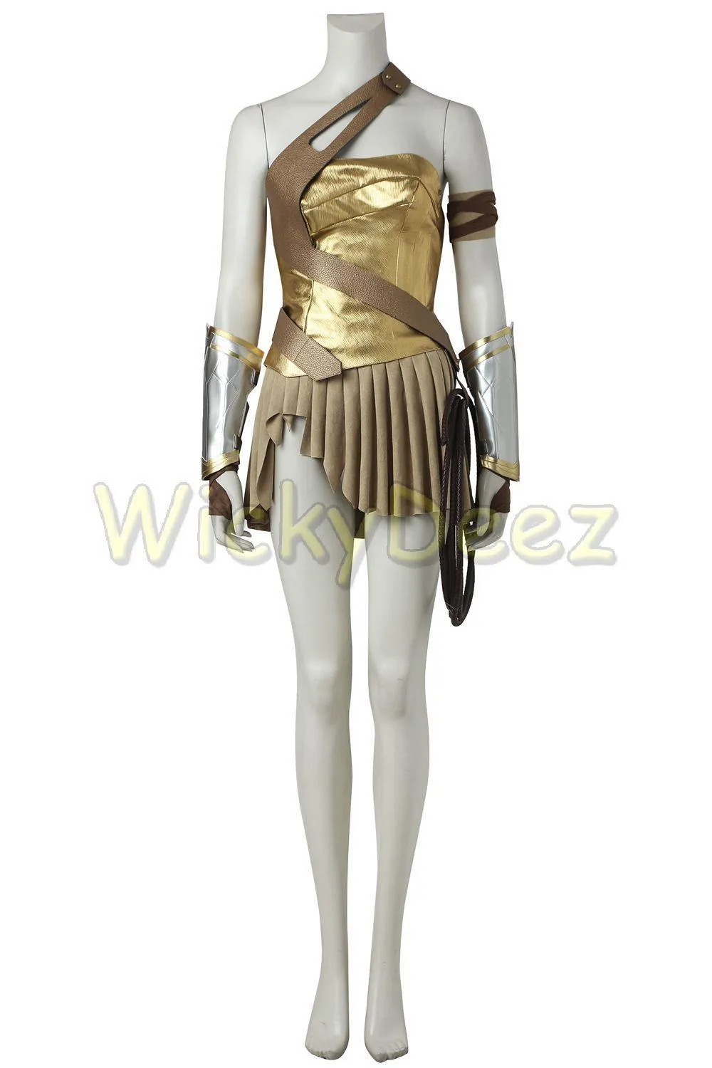 Wonder Woman Gold Armor Battle Gear Cosplay Costume   Sandal Boots w/ Lasso