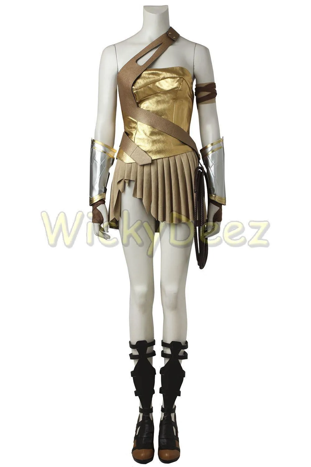 Wonder Woman Gold Armor Battle Gear Cosplay Costume   Sandal Boots w/ Lasso