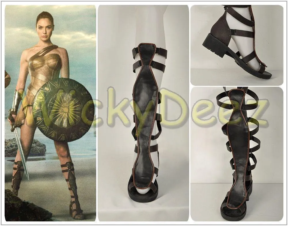 Wonder Woman Golden Amazon Battle Cosplay Costume Sandals Shoes Custom Made