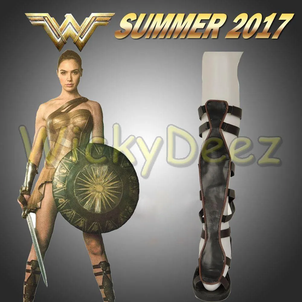 Wonder Woman Golden Amazon Battle Cosplay Costume Sandals Shoes Custom Made