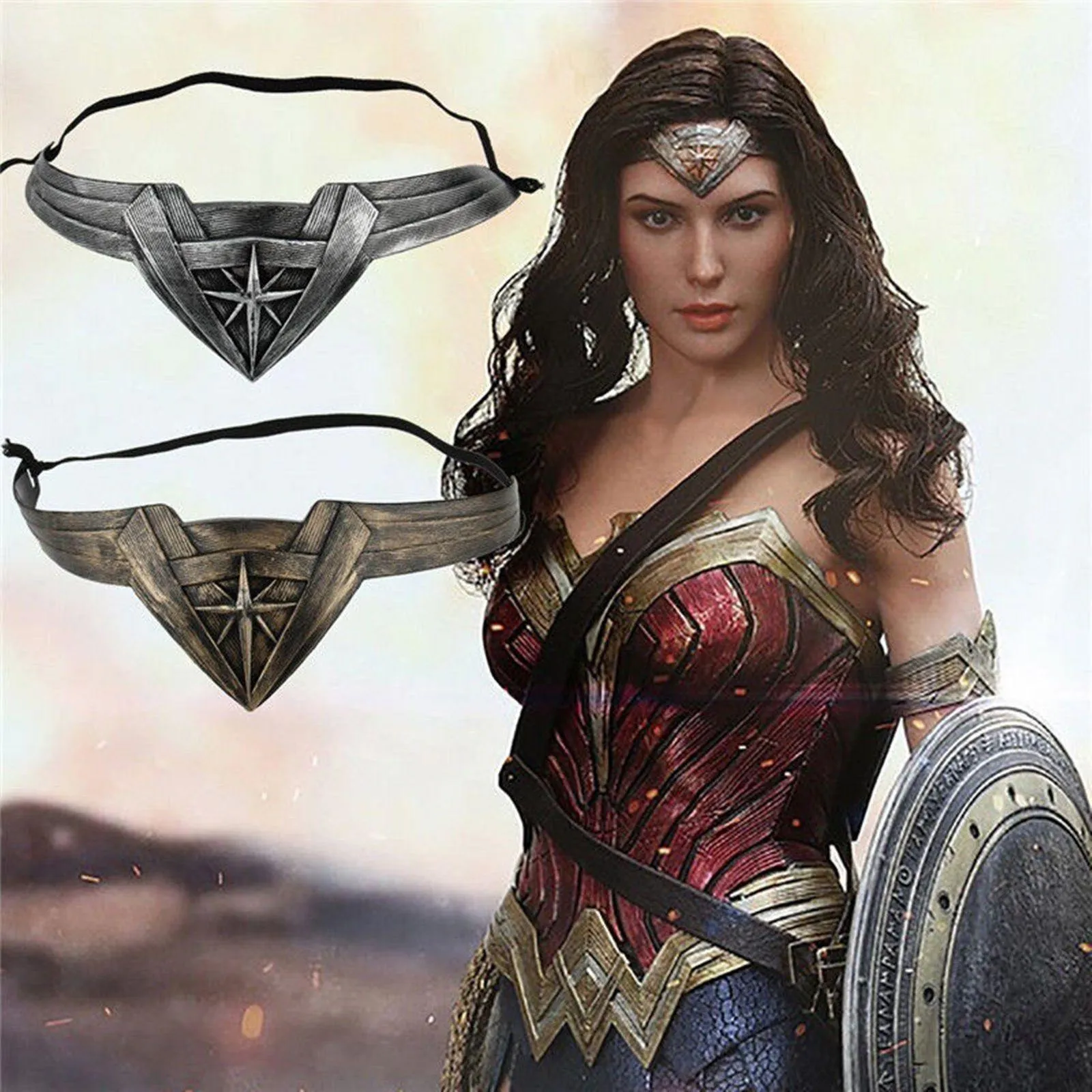 Wonder Woman Headband Tiara Crown Headwear Costume Prop (Bronze / Silver)